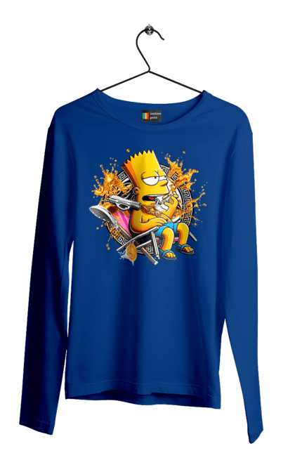 Men's longsleeve with prints Bart Simpson Versace. Bart, cartoon, serial, simpson, versace. 2070702