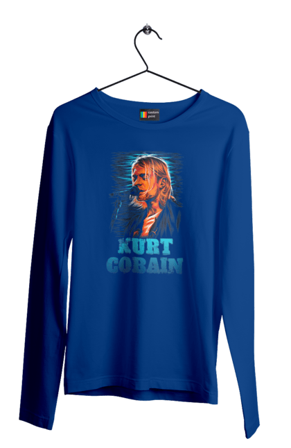 Чоловічій лонгслів з принтом "Курт Кобейн". Cobain, kurt, kurt cobain, nirvana, гурт, кобейн, курт, курт кобейн, нірвана, рок. 2070702