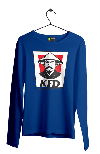 Чоловічий лонгслів з принтом "Korea Fried Dog". Бренди, гумор, жартівливі, кфц, літні, прикольні, смішні, фаст-фуд. 2070702