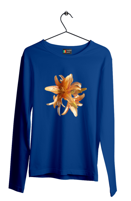 Чоловічий лонгслів з принтом "Оранжева лілія". Квітка, краса, лілія, оранжевий, помаранчевий, природа, сонячний. 2070702