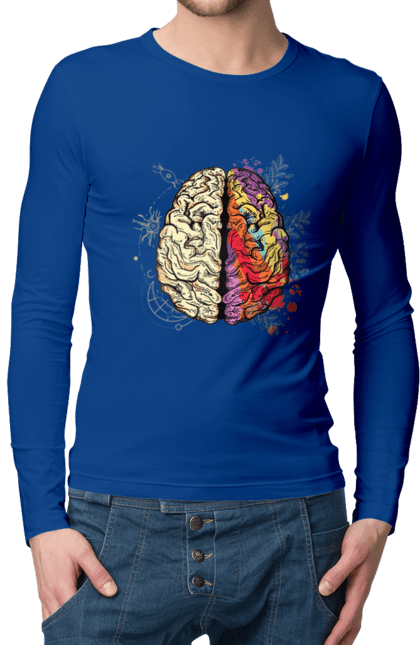 Чоловічий лонгслів з принтом "Творчість та логіка". Бінарний, біткоїн, біткойн, валюта, гроші, крипто, наука, програміст, программист, творчество, техно, хакер, художник, цветной. 2070702