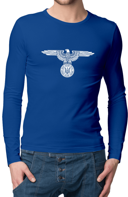 Чоловічий лонгслів з принтом "Тризуб і Орел". Герб, герб україни, орел, патріотичне, україна, українська символіка, українське. 2070702