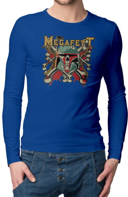 Мужской лонгслив с принтом Megafett. Boba fett, megadeth, megafett, боба фетт, звездные войны, клон, охотник за головами. 2070702