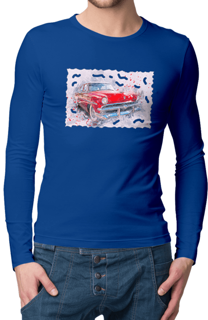 Men`s longsleeve with prints Car gas. Car, car gas, gas, road, victory, wheel. 2070702