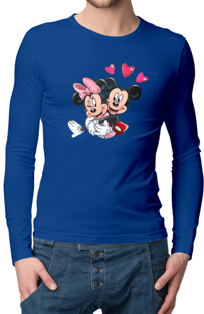 Чоловічій лонгслів з принтом "Міккі Маус та Мінні Маус". Mickey mouse, minnie mouse, дісней, міккі, міккі маус, мінні маус, мультфільм. 2070702