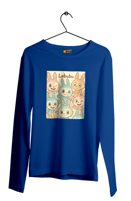 Чоловічий лонгслів з принтом "Лабубу". Безтурботно, грайливо, дизайнперсонажу, каваї, лабубу, милі мистецтво, ніжні відтінки, пастельніквіти, стиль мультфільму, чарівно. 2070702