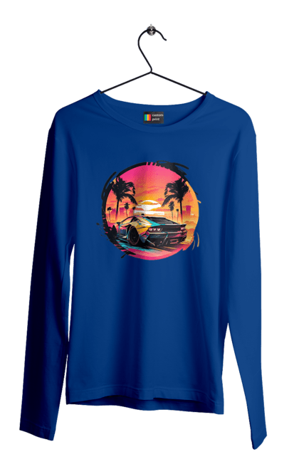Men`s longsleeve with prints Lamborghini Retrowave. Avto, car, cars, lamba, lamborghini, retrowave. 2070702