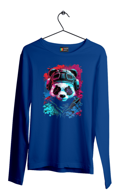 Чоловічий лонгслів з принтом "Панда в VR шолом". Віртуальна реальність, гік, панда, персонаж, шолом. 2070702
