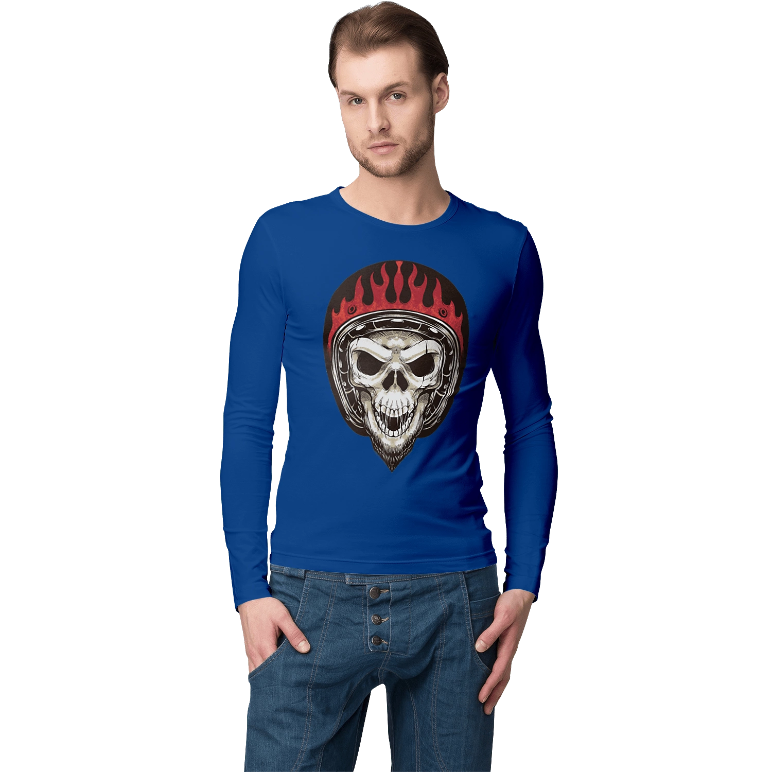 Skull in a motorcycle helmet