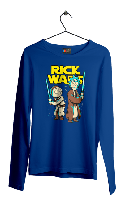 Men's longsleeve with prints Rick and Morty. Adventures, black humor, cartoon, rick, rick and morty, sci-fi, star wars, tragicomedy. 2070702