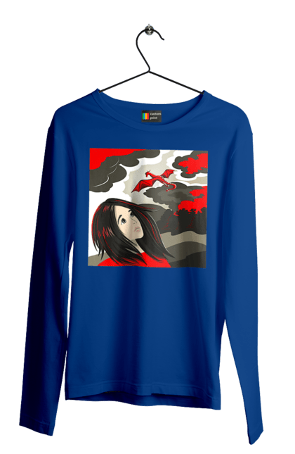 Men's longsleeve with prints Girl and dragon. Dragon, fantasy, romance, young woman. 2070702