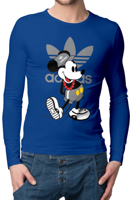 Чоловічій лонгслів з принтом "Adidas Міккі Маус". Adidas, mickey mouse, адідас, дісней, міккі, міккі маус, мультфільм. 2070702