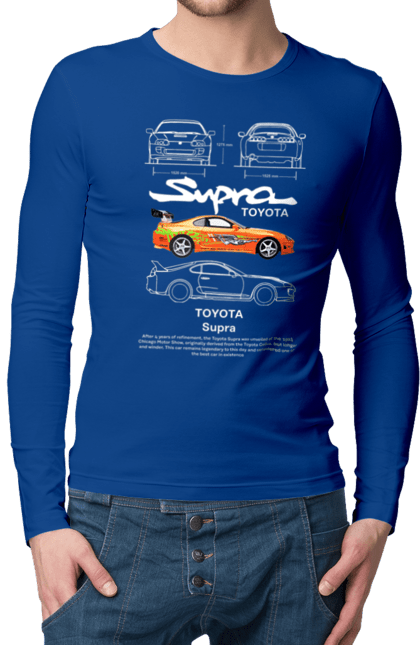 Чоловічій лонгслів з принтом "Toyota Supra". Supra, toyota, toyota supra, авто, автомобіль, спортивна машина, спорткар, тойота, японія. 2070702