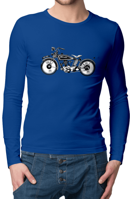 Чоловічий лонгслів з принтом "Мотоцикл Ретро". Мото, мотоцикл, ретро. 2070702