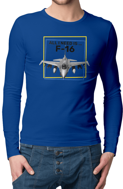 Чоловічий лонгслів з принтом "F16". F16, himars, залужний, зброя, літак. 2070702