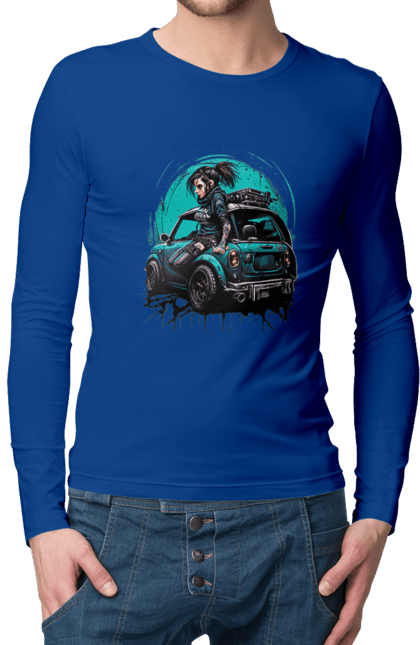 Чоловічий лонгслів з принтом "Кіберпанк дівчина". Арт, графіка, дівчата, ігри, кіберпанк, малюнок. 2070702