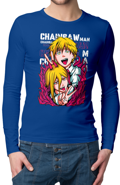 Men's longsleeve with prints Chainsaw Man Power and Denji. Anime, chainsaw man, demon, denji, manga, power, shonen. 2070702