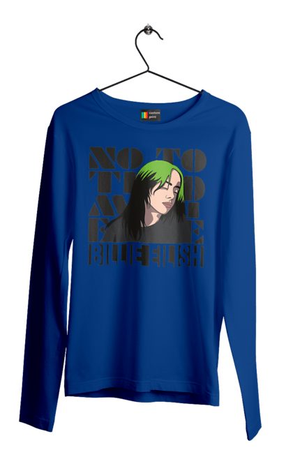 Чоловічий лонгслів з принтом "Біллі Айліш". Біллі айліш, логотип біллі айліш, принт біллі айліш, співачка біллі айліш. 2070702