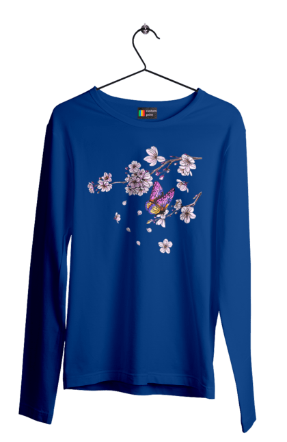 Men`s longsleeve with prints Butterfly And Sakura. Butterfly, sakura, spring, wood. 2070702