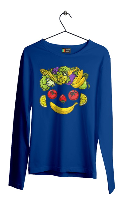 Чоловічий лонгслів з принтом "Зсж Посмішка". Зож, овоч, посмішка, фрукт. 2070702