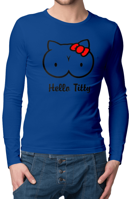 Men`s longsleeve with prints Hello kitty. Beauty, hello, hello kitty, kitty, matured. 2070702