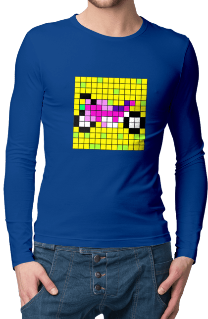 Men`s longsleeve with prints Pixel Bike. Bike, bright, color, motorcycle, pixel. 2070702