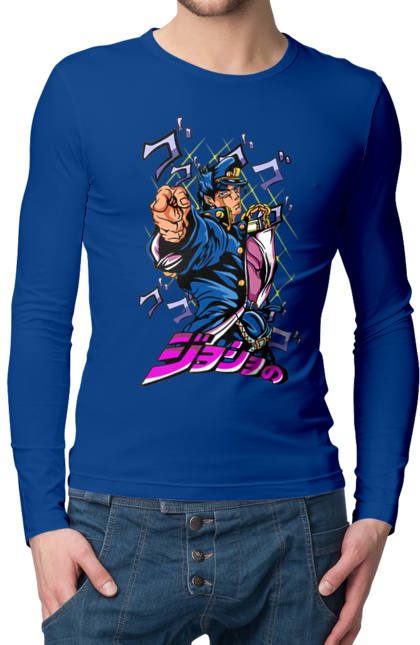 Men's longsleeve with prints JOJO Jotaro. Anime, jojo, jojo`s bizarre adventure, jojo’s bizarre adventure, jotaro, jotaro kujo, manga. 2070702