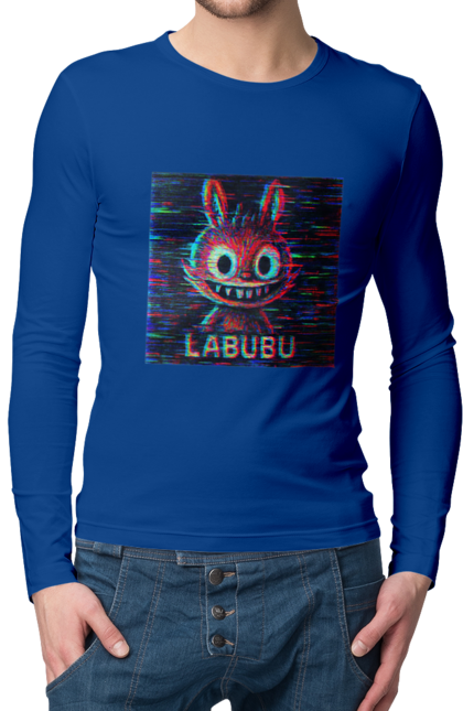 Чоловічий лонгслів з принтом "Лабубу". Crt, rgb, глітч, кіберпанк, лабубу, пікселі, ретро, спотворення, цифрове мистецтво, шум. 2070702