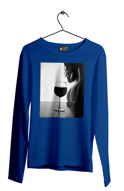 Men`s longsleeve with prints A glass of wine. Expectation, friday again, grace, woman`s body. 2070702