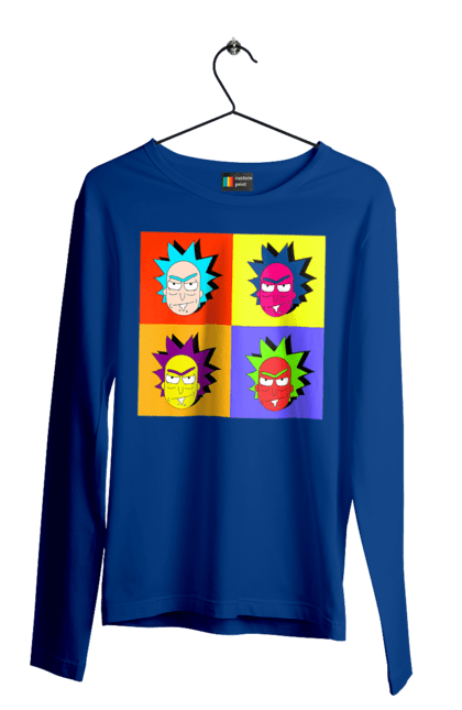 Men's longsleeve with prints Rick and Morty. Adventures, black humor, cartoon, pop art, rick, rick and morty, sci-fi, tragicomedy. 2070702