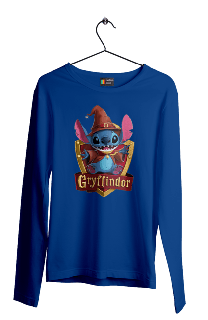 Мужской лонгслив с принтом Стич Гриффиндор. Gryffindor, harry potter, hogwarts, stich, гарри поттер, гриффиндор, стич, факультет, франшиза, хогвартс. 2070702