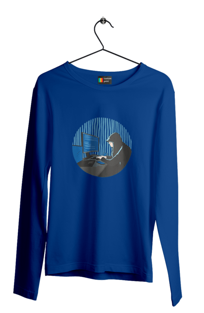 Чоловічий лонгслів з принтом "Хакер". Бінарний, гік, програміст, хакер. 2070702