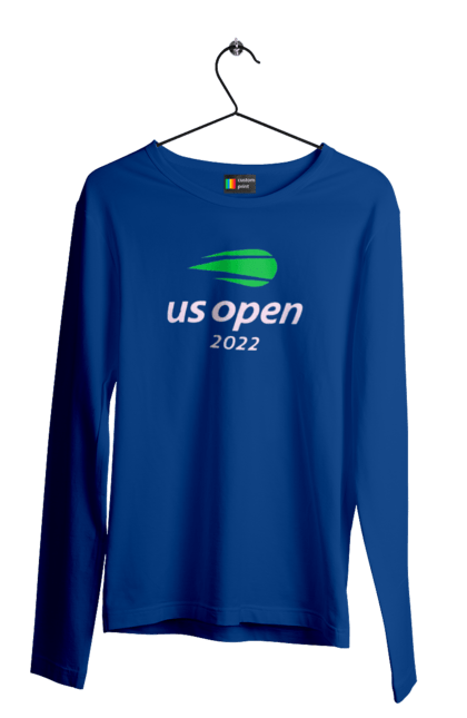 Чоловічий лонгслів з принтом "Тенісний турнір US Open 2022". Великий теніс, відкритий чемпіонат, гравці, м`яч, нью йорк, призовий фонд, ракетка, турнірна сітка, хард, чемпіонат америки. 2070702