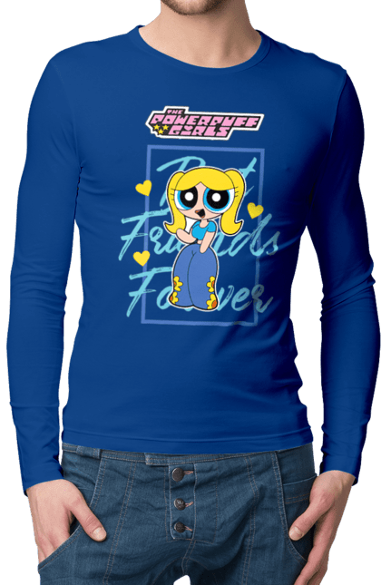 Men's longsleeve with prints Powerpuff Girls Bubbles. Animated series, bubbles, cartoon network, cool girls, powerpuff girls. 2070702