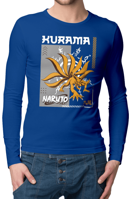 Men's longsleeve with prints Naruto Kurama. Anime, character, kurama, manga, naruto, ninja, tv series. 2070702