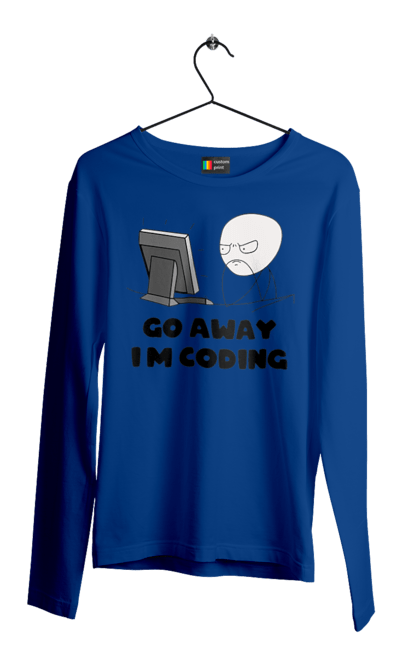 Чоловічий лонгслів з принтом "Іди Я кодую". Айті, айтішник, для айтішника, для програміста, йди я кодую, майстер коду, подарунок айтішнику, подарунок програмісту, програміст, розробник. 2070702