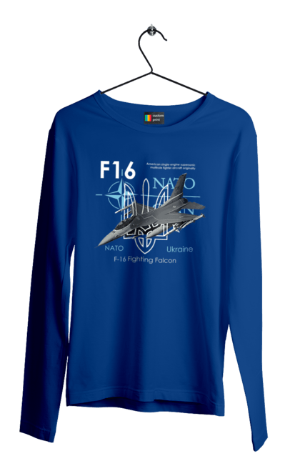 Чоловічий лонгслів з принтом "F16". F16, nasams, zuzana, гаубиця, два герби, залужний, сюзанна. 2070702