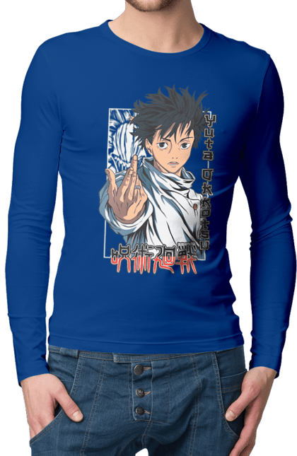 Men's longsleeve with prints Jujutsu Kaisen Yuta Okkotsu. Anime, dark fantasy, jujutsu kaisen, magic battle, manga, mystic, yuta, yuta okkotsu. 2070702