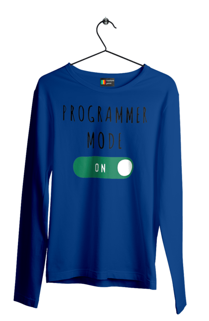 Чоловічий лонгслів з принтом "Режим програміста". Айті, айтішник, для айтішника, для програміста, подарунок айтішнику, подарунок програмісту, програміст, режим програміста, розробник. 2070702