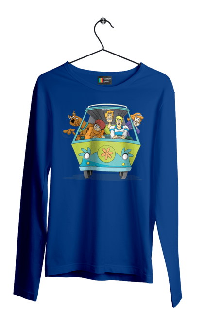 Чоловічий лонгслів з принтом "Скубі Ду, Машина". Авто, мультик, скубі ду, собака. 2070702