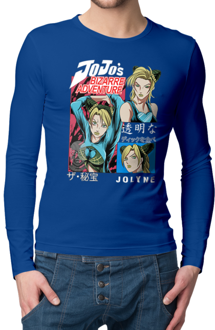 Men's longsleeve with prints JOJO Jolyne Cujoh. Anime, jojo, jojo`s bizarre adventure, jojo’s bizarre adventure, jolyne cujoh, manga. 2070702