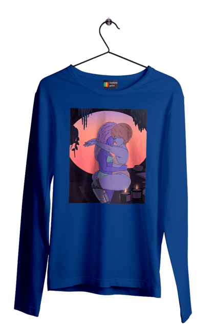 Мужской лонгслив с принтом Фиолетовые Девушки Обнимаются. Закат, обними. 2070702