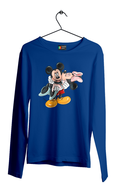 Чоловічій лонгслів з принтом "Міккі Маус та Мінні Маус". Mickey mouse, minnie mouse, дісней, міккі, міккі маус, мінні маус, мультфільм. 2070702