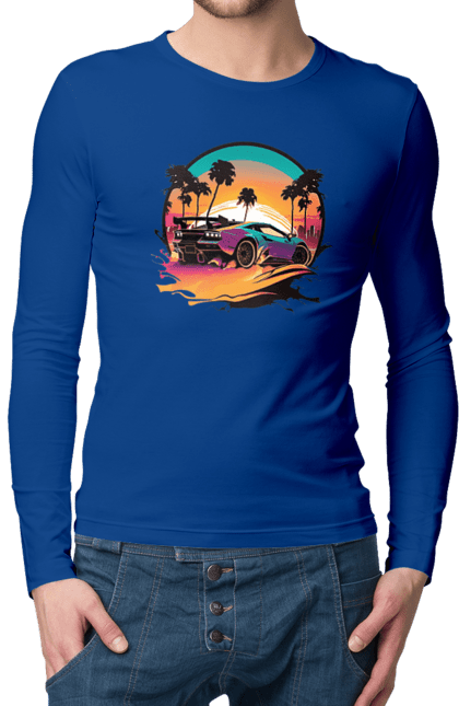 Men`s longsleeve with prints Lamborghini Synthwave. Car, laamba, lamborghini, synthwave. 2070702