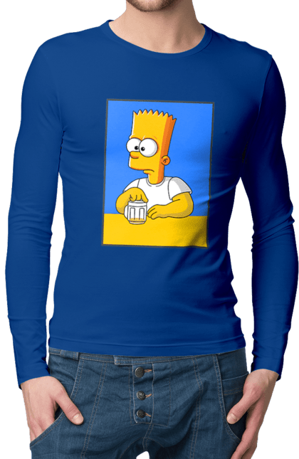 Чоловічий лонгслів з принтом "Барт любитель пива". Барт, барт сімпсон, мультперсонажі, мультфільми, сімпсони, український прапор. 2070702