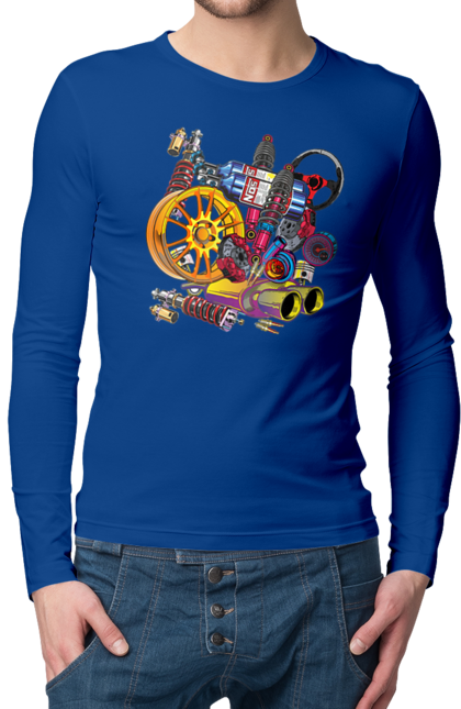 Men`s longsleeve with prints Carparts. Auto parts, car, carparts, drive, drug, machine, race. 2070702