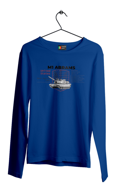 Чоловічий лонгслів з принтом "M1 Abrams англійська". Abrams, m1 abrams, залужний, зброя, танк. 2070702