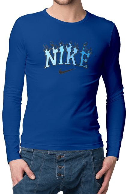 Чоловічій лонгслів з принтом "Nike". Nike, логотип, надпись, найк. CustomPrint.market