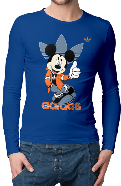 Чоловічій лонгслів з принтом "Adidas Міккі Маус". Adidas, mickey mouse, адідас, дісней, міккі, міккі маус, мультфільм. 2070702