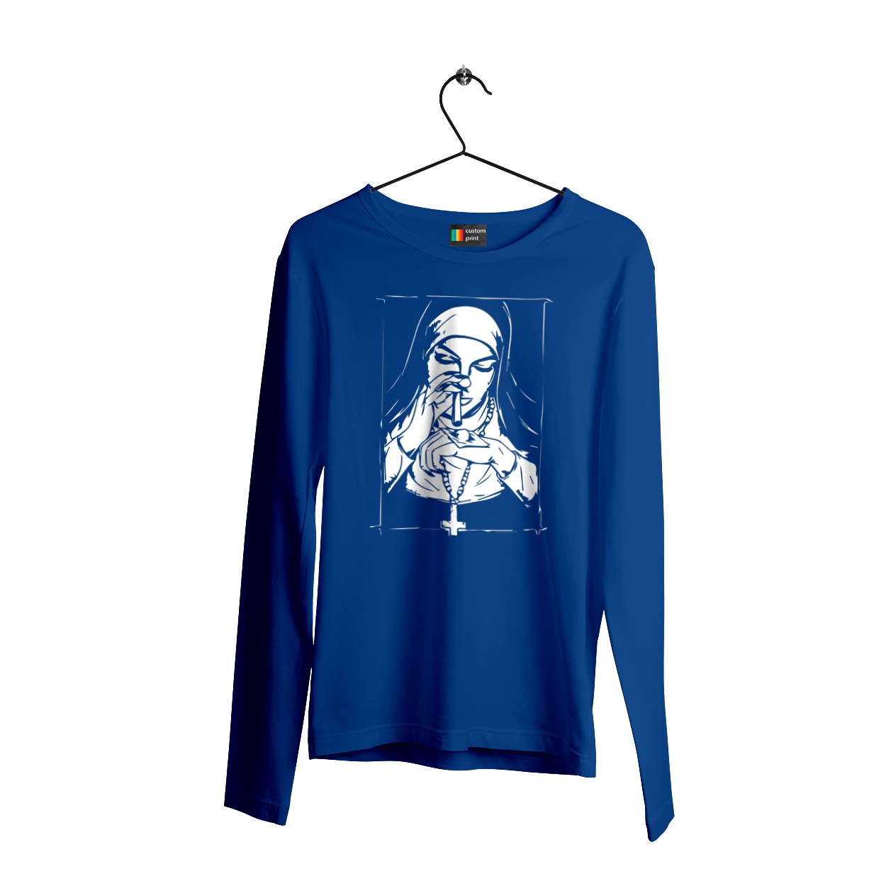 The nun sniffs the powder